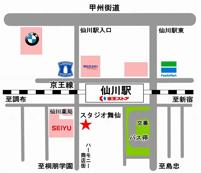 map_sengawa20200128 - 仙川 レンタルスタジオ 舞仙-ﾏｲｾﾝ-
